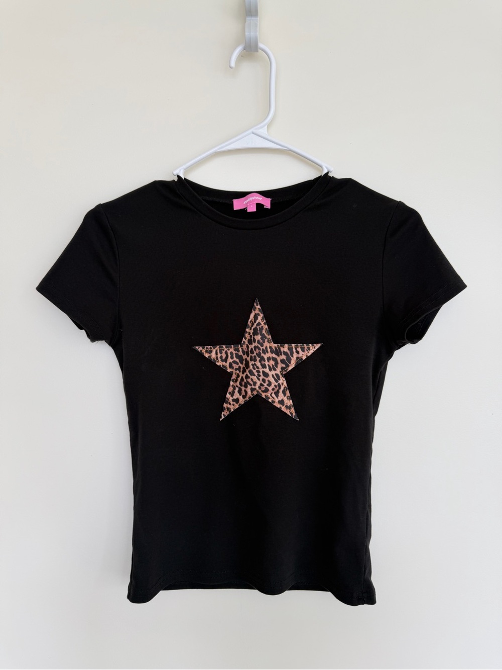 Edikted Black Short Sleeve Tee with Leopard Star